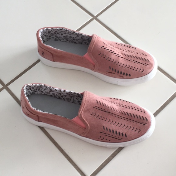 RESTOCKED! Pink Laser Cut-Out Slip On Sneakers - Picture 4 of 5